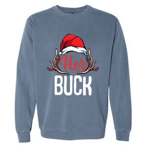 Her Buck His Doe Couples Matching Merry Christmas Garment-Dyed Sweatshirt