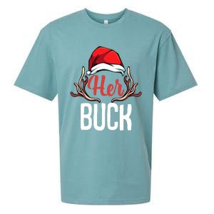 Her Buck His Doe Couples Matching Merry Christmas Sueded Cloud Jersey T-Shirt