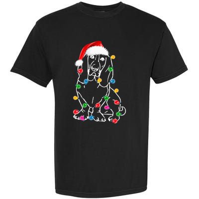 Hilarious Basset Hound Dog Christmas Pajama with Tree Lights Garment-Dyed Heavyweight T-Shirt