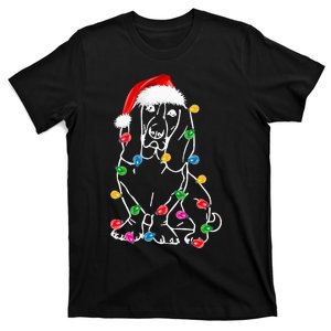 Hilarious Basset Hound Dog Christmas Pajama with Tree Lights T-Shirt