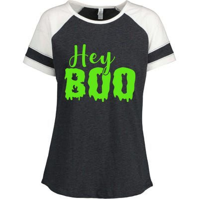 Hey Boo Halloween Costume Gift Enza Ladies Jersey Colorblock Tee