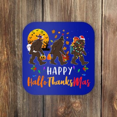 Hallothanksmas Bigfoot Halloween Thanksgiving Christmas Coaster