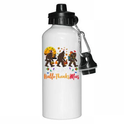 Hallothanksmas Bigfoot Halloween Thanksgiving Christmas Aluminum Water Bottle