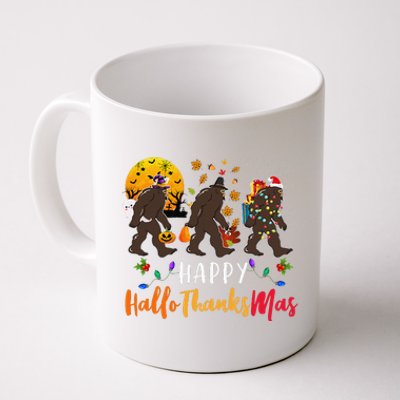 Hallothanksmas Bigfoot Halloween Thanksgiving Christmas Coffee Mug