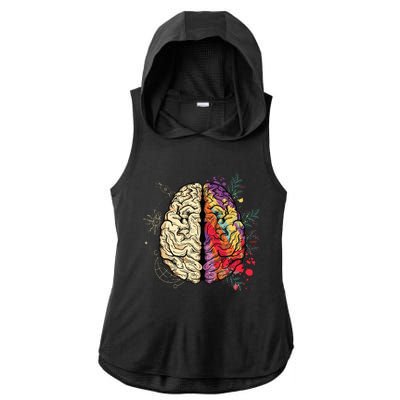 Human Brain Ladies PosiCharge Tri-Blend Wicking Draft Hoodie Tank