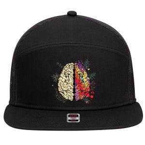 Human Brain 7 Panel Mesh Trucker Snapback Hat