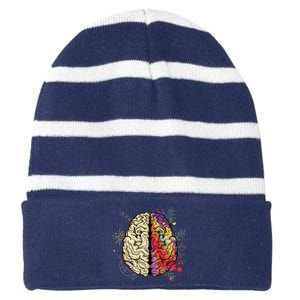 Human Brain Striped Beanie with Solid Band