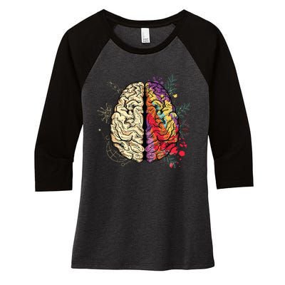 Human Brain Women's Tri-Blend 3/4-Sleeve Raglan Shirt