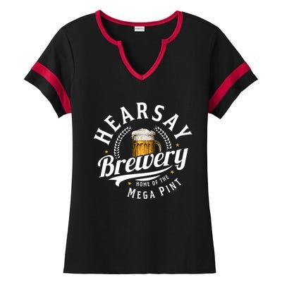 Hearsay Brewery Home Of The Mega Pint Beer Funny Johnny Depp Ladies Halftime Notch Neck Tee