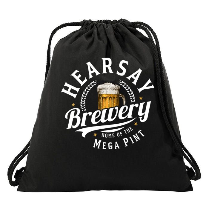 Hearsay Brewery Home Of The Mega Pint Beer Funny Johnny Depp Drawstring Bag