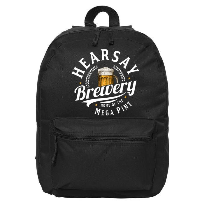 Hearsay Brewery Home Of The Mega Pint Beer Funny Johnny Depp 16 in Basic Backpack