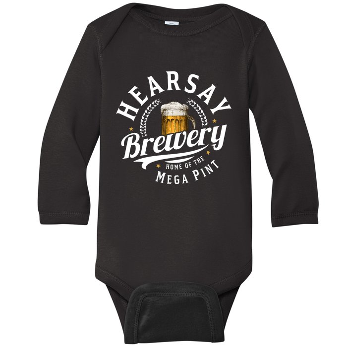 Hearsay Brewery Home Of The Mega Pint Beer Funny Johnny Depp Baby Long Sleeve Bodysuit