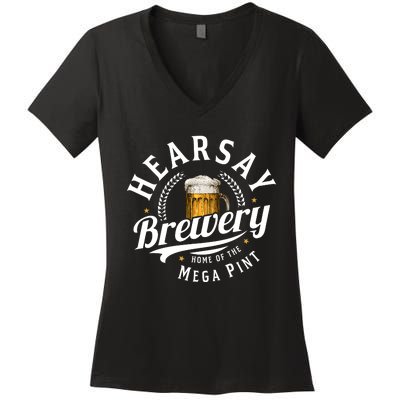 Hearsay Brewery Home Of The Mega Pint Beer Funny Johnny Depp Women's V-Neck T-Shirt