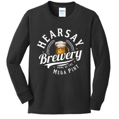 Hearsay Brewery Home Of The Mega Pint Beer Funny Johnny Depp Kids Long Sleeve Shirt