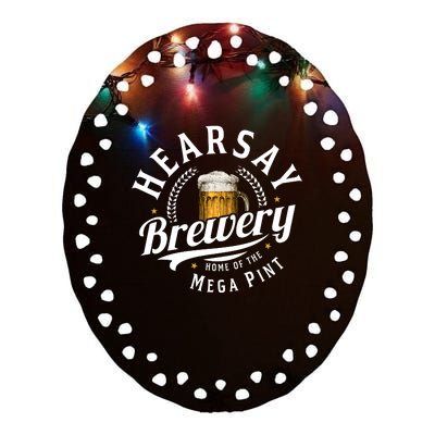 Hearsay Brewery Home Of The Mega Pint Beer Funny Johnny Depp Ceramic Oval Ornament