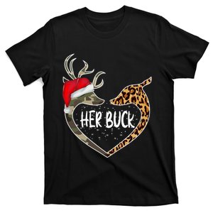 Her Buck His Doe Reindeer Christmas Funny Matching Couples T-Shirt