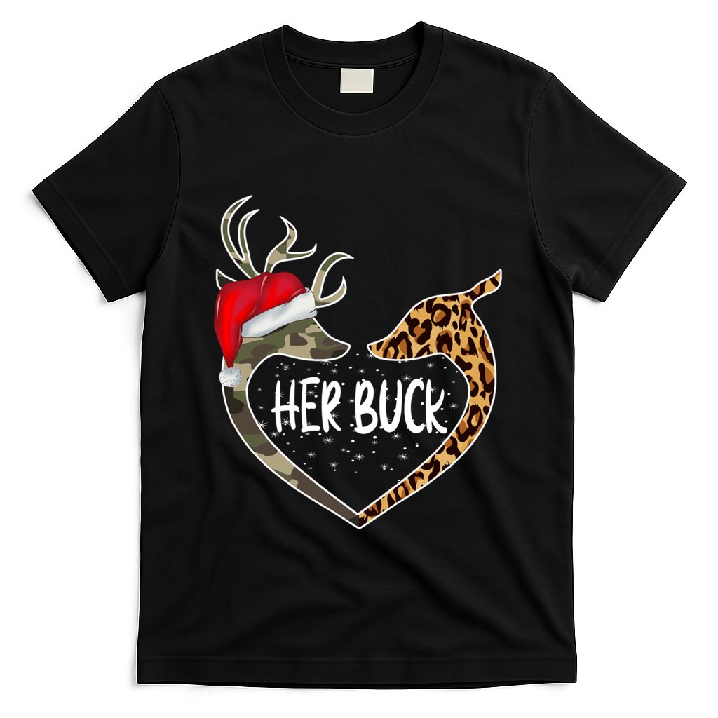 Her Buck His Doe Reindeer Christmas Funny Matching Couples T-Shirt
