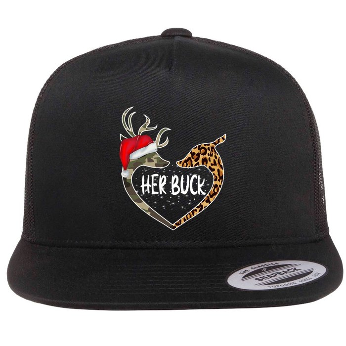Her Buck His Doe Reindeer Christmas Funny Matching Couples Flatbill Hat