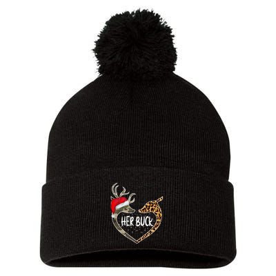 Her Buck His Doe Reindeer Christmas Funny Matching Couples Pom Pom 12in Knit Beanie