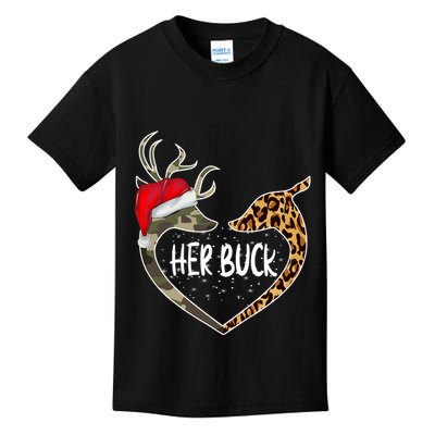 Her Buck His Doe Reindeer Christmas Funny Matching Couples Kids T-Shirt