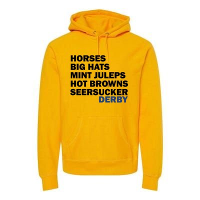 Horses Big Hats Mint Juleps Hot Browns Seersucker Derby Cute Gift Premium Hoodie