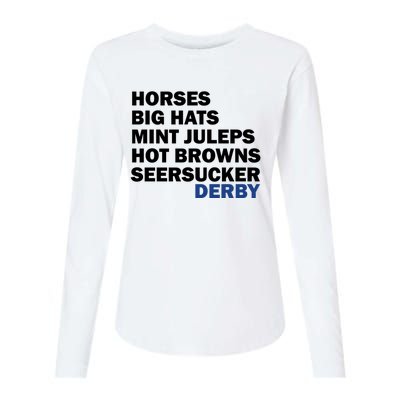 Horses Big Hats Mint Juleps Hot Browns Seersucker Derby Cute Gift Womens Cotton Relaxed Long Sleeve T-Shirt