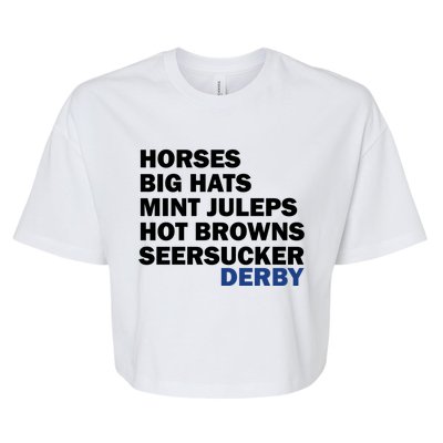 Horses Big Hats Mint Juleps Hot Browns Seersucker Derby Cute Gift Bella+Canvas Jersey Crop Tee