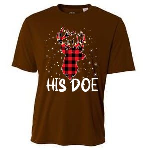 Her Buck His Doe Reindeer Christmas Matching Couples Christmas Cooling Performance Crew T-Shirt