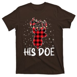 Her Buck His Doe Reindeer Christmas Matching Couples Christmas T-Shirt