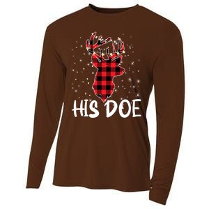 Her Buck His Doe Reindeer Christmas Matching Couples Christmas Cooling Performance Long Sleeve Crew