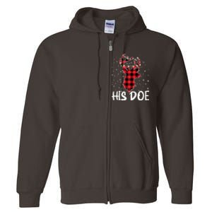 Her Buck His Doe Reindeer Christmas Matching Couples Christmas Full Zip Hoodie