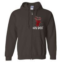 Her Buck His Doe Reindeer Christmas Matching Couples Christmas Full Zip Hoodie