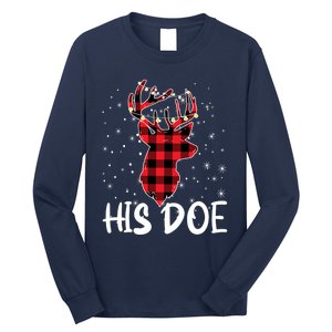 Her Buck His Doe Reindeer Christmas Matching Couples Christmas Long Sleeve Shirt