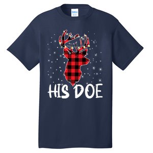 Her Buck His Doe Reindeer Christmas Matching Couples Christmas Tall T-Shirt