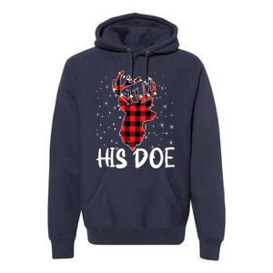 Her Buck His Doe Reindeer Christmas Matching Couples Christmas Premium Hoodie