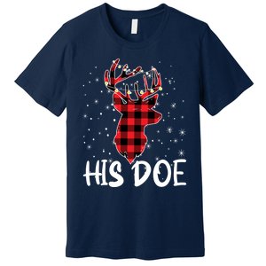 Her Buck His Doe Reindeer Christmas Matching Couples Christmas Premium T-Shirt