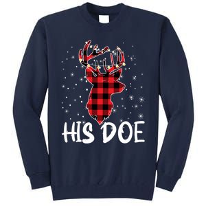 Her Buck His Doe Reindeer Christmas Matching Couples Christmas Tall Sweatshirt