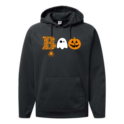 Halloween Boo Halloween Ghost Pumpkin Performance Fleece Hoodie