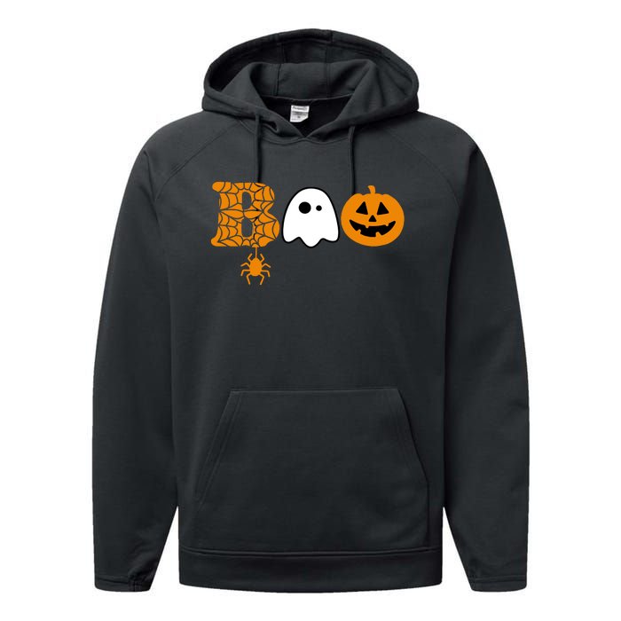 Halloween Boo Halloween Ghost Pumpkin Performance Fleece Hoodie