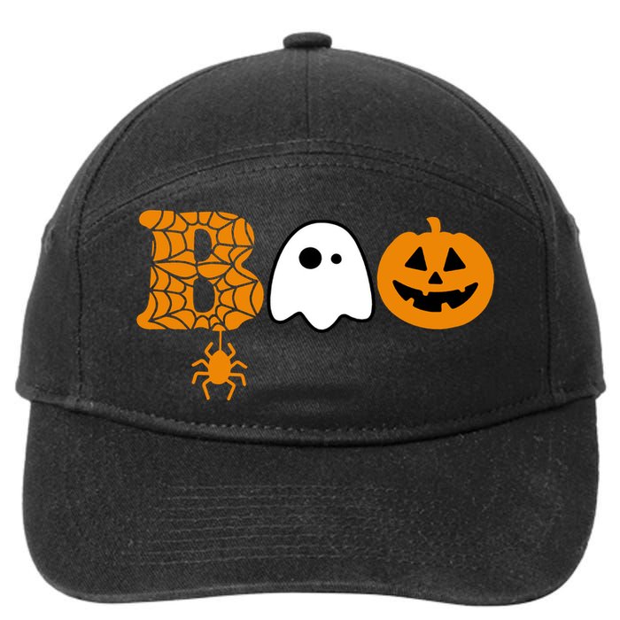 Halloween Boo Halloween Ghost Pumpkin 7-Panel Snapback Hat