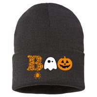 Halloween Boo Halloween Ghost Pumpkin Sustainable Knit Beanie