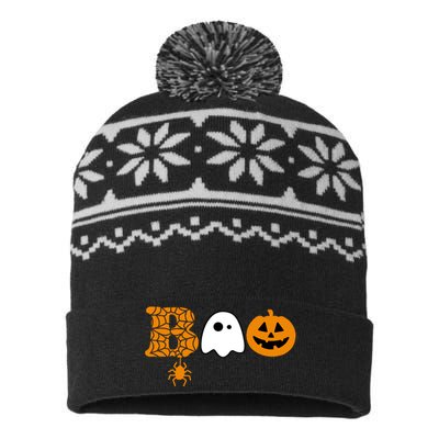 Halloween Boo Halloween Ghost Pumpkin USA-Made Snowflake Beanie