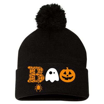 Halloween Boo Halloween Ghost Pumpkin Pom Pom 12in Knit Beanie