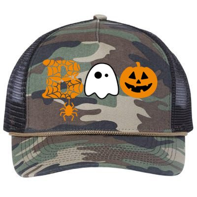 Halloween Boo Halloween Ghost Pumpkin Retro Rope Trucker Hat Cap