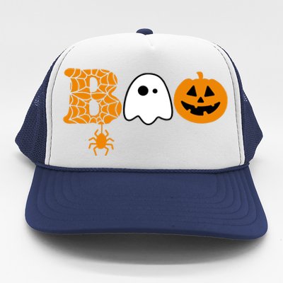 Halloween Boo Halloween Ghost Pumpkin Trucker Hat