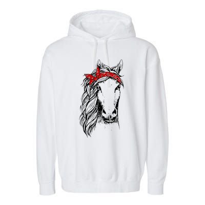 Horse Bandana Horseback Riding Horse Lover Garment-Dyed Fleece Hoodie