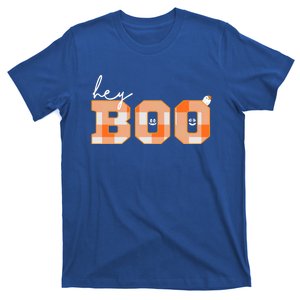 Hey Boo Halloween Ghost Halloween Costume Plaid Gift T-Shirt