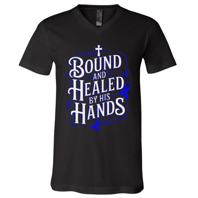 Healed By His Hands Juvenile Arthritis Awareness V-Neck T-Shirt