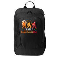 Hallothanksmas Bigfoot Halloween Thanksgiving Christmas City Backpack