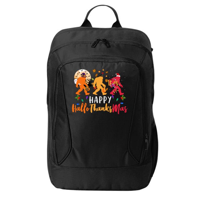 Hallothanksmas Bigfoot Halloween Thanksgiving Christmas City Backpack